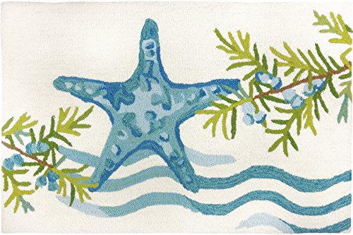 Home Comfort Homefires Rugs Ocean Tide Starfish Area Rug in Blue and Green