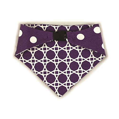 Uptown Pups Reversible Bandana Classic (X-Small, Purple Trellis)