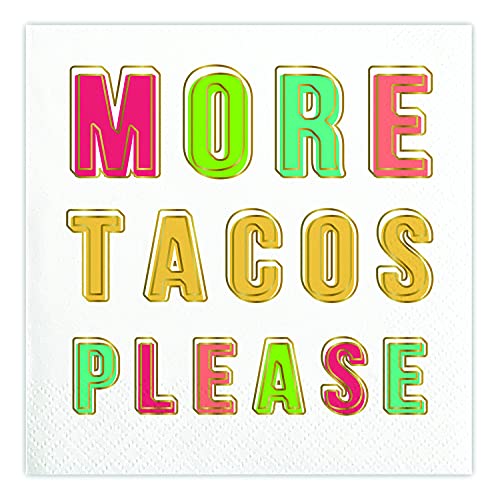 Creative Brands Slant Collections Slant Paper Napkins, 20-Count Cocktail Size, More Tacos Please