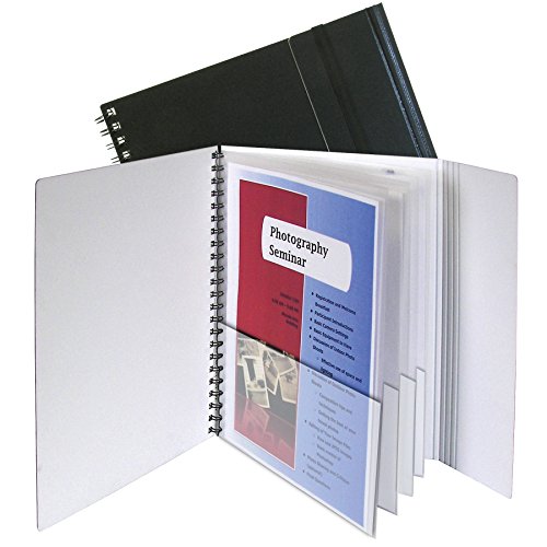 C-Line 8-Pocket Portfolio with Security Flap, Black Cover with White Interior, 11.625 x 10.5 Inches (32881)