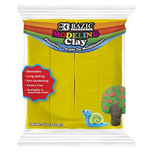 BAZIC Modeling Clay Yellow Color 1 LB, Light Dough Art Craft, Non Toxic Gift for Artist Kids Toddler Boys Girls, Bulk for Classroom, 24-Packs