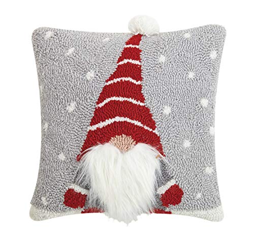 Peking Handicraft 31JES1240C14SQ 3D Gnome Embroidered Hook Pillow, 14-inch Square