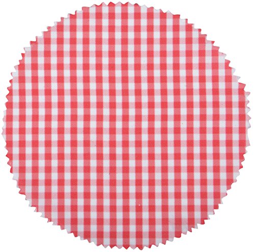 Esschert Design C2057 6 Piece Checkered Jar Cover, 6.3", Red/White