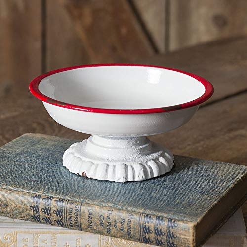 CTW Home Collection Red Trim Pedestal Dish