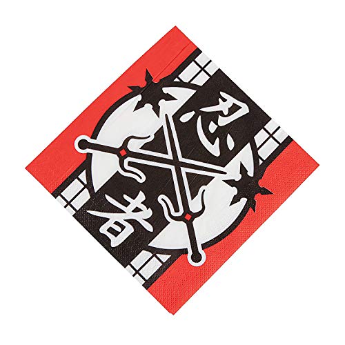 Fun Express Oriental Trading NINJA WARRIOR LUNCH NAPKINS - Party Supplies - 16 Pieces, Multi-colored, One Size (13627464)