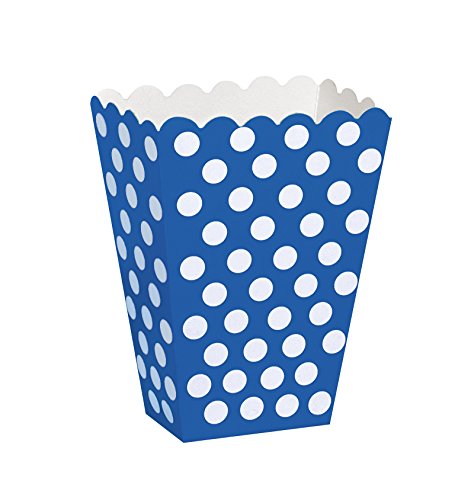 Unique Industries Royal Blue Polka Dot Popcorn Treat Boxes, 8ct