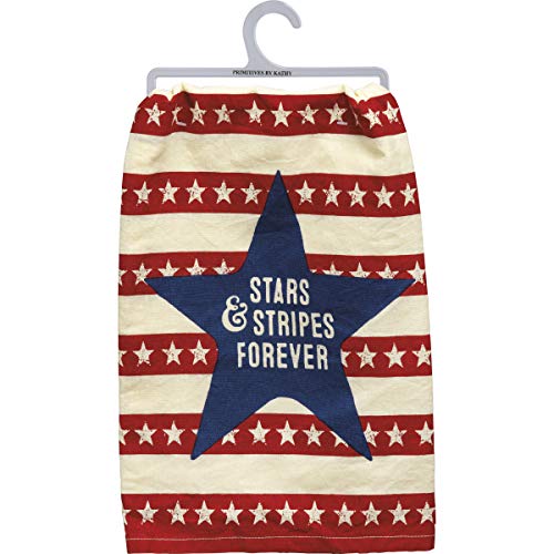 Primitives by Kathy 107375 Star and Stripes Forever Dish Towel, 28-inch Square