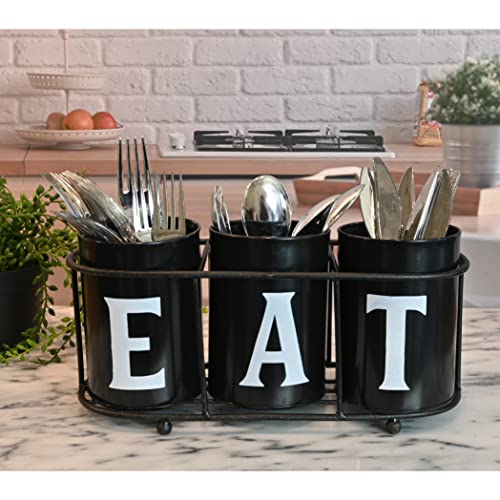 Boston Warehouse EAT Flatware Caddy, 3 Section, Black
