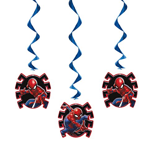 Unique Industries amscan Spider Man Hanging Swirl Decorations - 26" | Blue | 3 Pcs