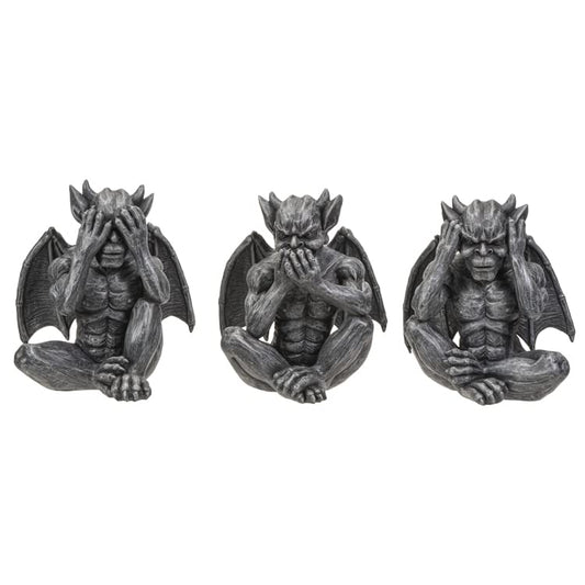 Pacific Trading Giftware Hear, See, Speak No Evil Gargoyles Figurine, 5.98-inch Height, Resin, Table Decoration