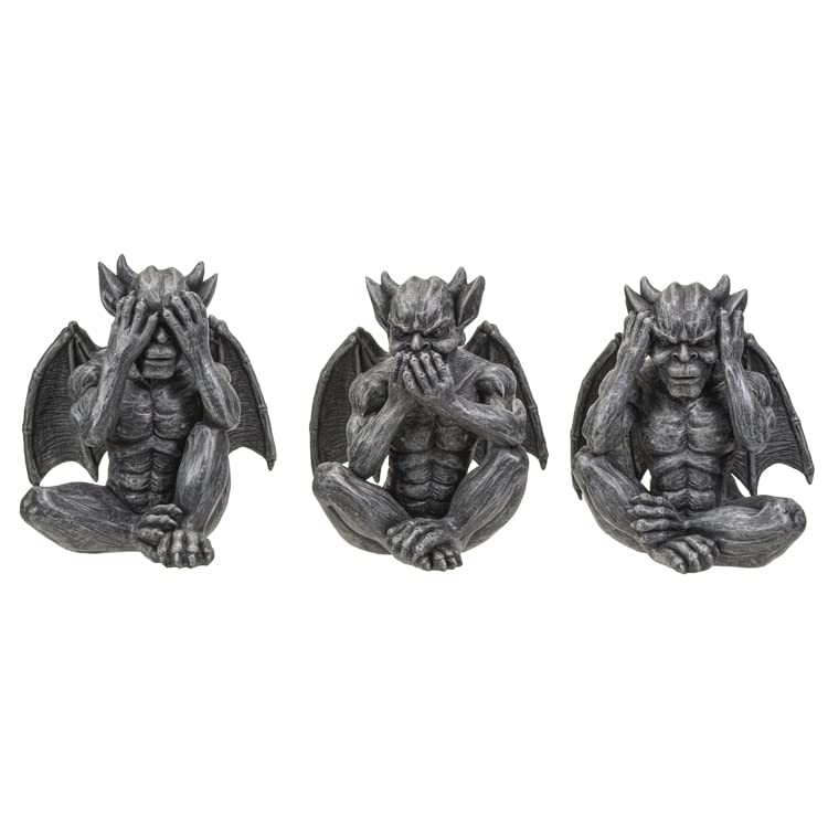 Pacific Trading Giftware Hear, See, Speak No Evil Gargoyles Figurine, 5.98-inch Height, Resin, Table Decoration