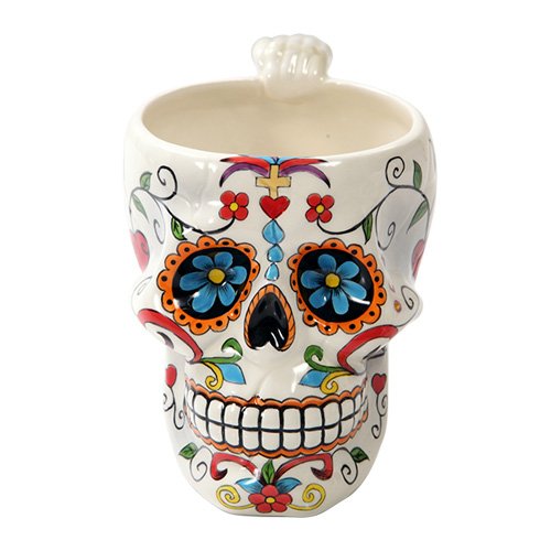 Pacific Trading Giftware Colorful Day of The Dead Skull Drinking Mug Home Decor