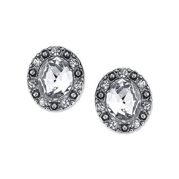 1928 Jewelry Crystal Post Button Earrings