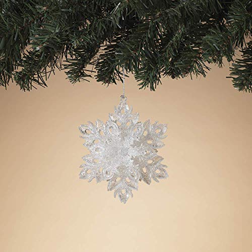 Gerson 2618590 White Plastic Snowflake Ornament 5.9" H