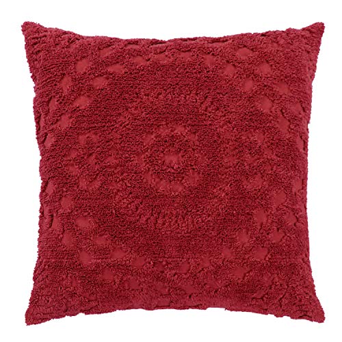 Better Trends Rio Collection is Super Soft and Light Weight in Floral Design 100 Percent Cotton Tufted Unique Luxurious Machine Washable Tumble Dry, Euro Sham, Burgundy