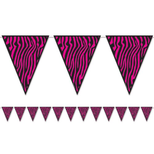 Beistle Zebra Print Pennant Banner, 10-Inch by 12-Feet