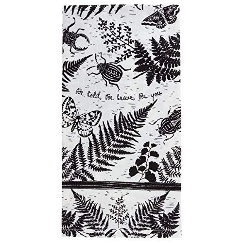 Karma Gifts Black and White Boho Tea Towels, 28" L x 20" W, Beetle