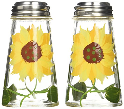 Grant Howard 39013 Hand Painted Tapered Salt and Pepper Shaker Set, Sunflowers, Yellow, 2