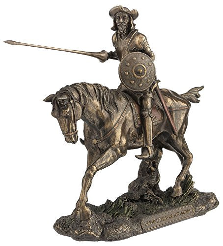 US 9.13 Inch Don Quixote Novel Writer Cold Cast Bronze Figurine