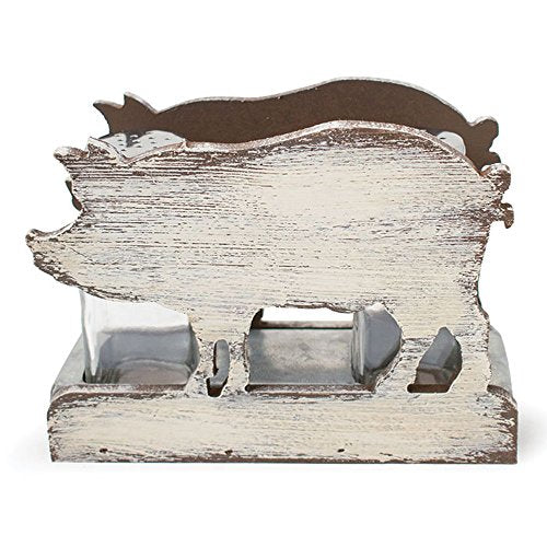 burton + BURTON Burton and Burton 9733157 Whitewashed Wood Pig Salt/Pepper Set, Multicolor