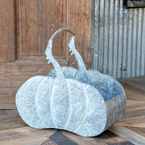 Park Hill Collection FBY90311 Big Metal Pumpkin Basket, 16.5-inch Length