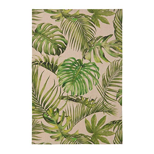 Coucke French 100% Linen Digitally Printed Towel, French Collection, Tropical Jungle Print, 20-Inches by 30-Inches, Green