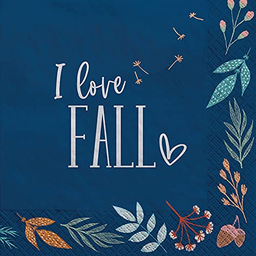 Amscan Fall Disposable Luncheon Napkins | Navy Blue | 40 Pcs.