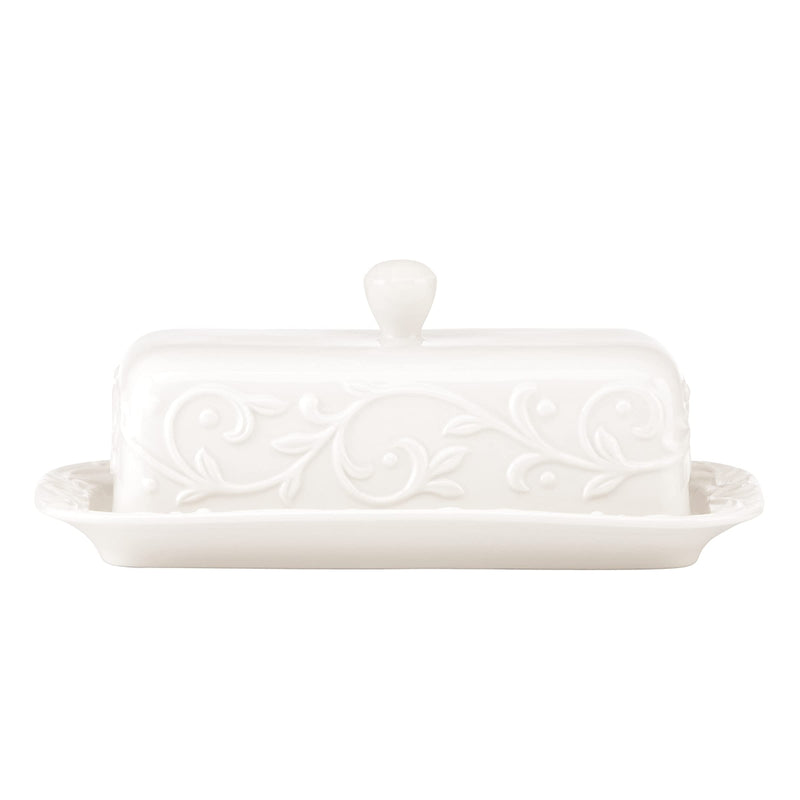 Lenox Opal Innocence Carved Butter Dish, White