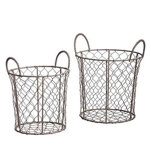 RAZ Imports Wire Handled Baskets, 8.75 inches, Set of 2