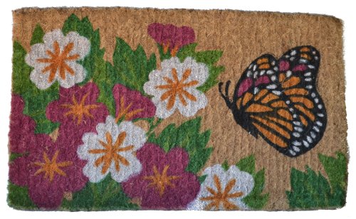 Imports Decor Printed Coir Doormat, Butterfly Garden, 18-Inch by 30-Inch