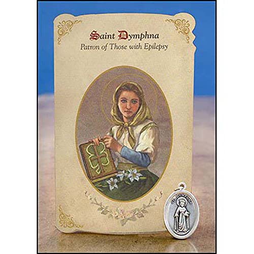 Christian Brands 6pc Patron Saints of Healing St. Dymphna (Epilepsy) Healing Holy Card with Medal
