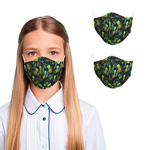 Primeware Protective Reusable Kids Face Mask 2 Layers Cloth Mask (Pack of 2) (Pineapple)