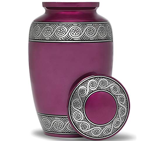 Eternal Harmony Cremation Urn for Human Ashes | Memorial Urn Carefully Handcrafted with Elegant Finishes to Honor and Remember Your Loved One | Adult Urn Large Size with Beautiful Velvet Bag (Purple)