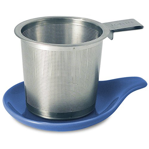 FORLIFE Hook Handle Tea Infuser and Dish Set, Blue