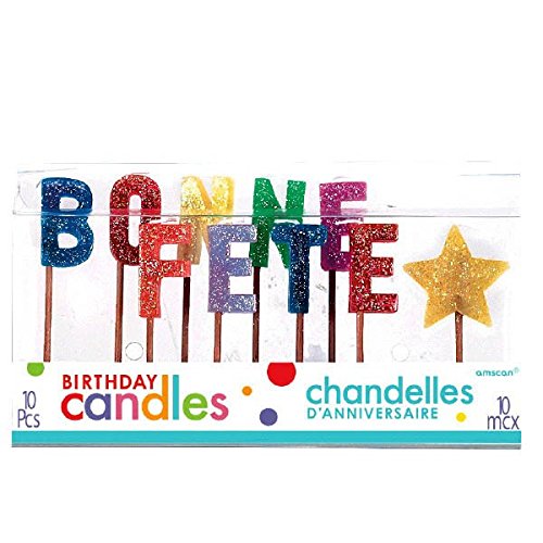 Amscan B-O-N-N-E F-E-T-T-E Birthday Candles with a Star Candle Set | Party Supply | 1 pack (10pcs)