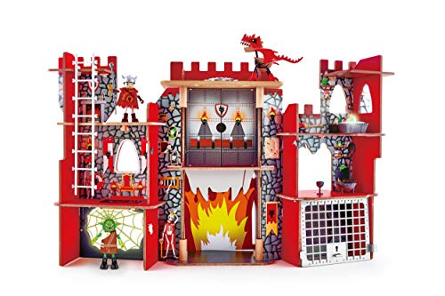 Hape E3025 Viking Castle Playset Ride The Dragon Dollhouse (17 Piece), Colorful