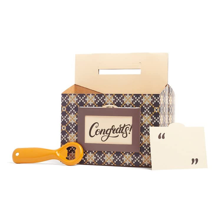 nod products Congrats! Craft Beer Carrier with Attached Bottle Opener and Gift Tag in Pocket