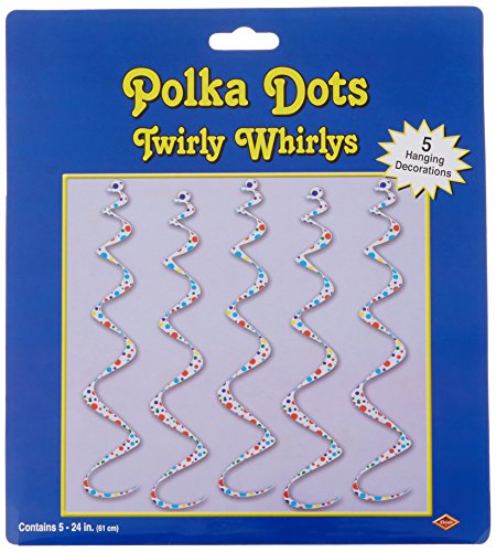 Beistle Printed Polka Dots Twirly Whirlys (5/Pkg)