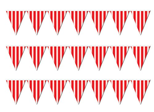 Beistle Striped Pennant Banner, Red/White
