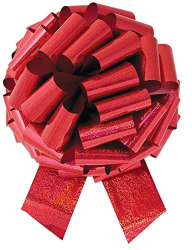 Forum Novelties 10-Count Pull Bows, 14", Red Holographic