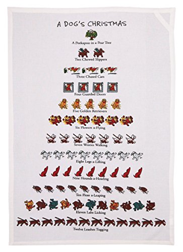 Peking Handicraft Twelve Days Of Dog Lovers Christmas Flour Sack Kitchen Dish Towel - 18 x 26