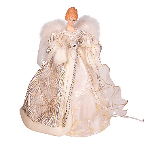Kurt Adler Adler UL 10-Light 16-Inch Sage Casual Angel Tree Topper, Gold