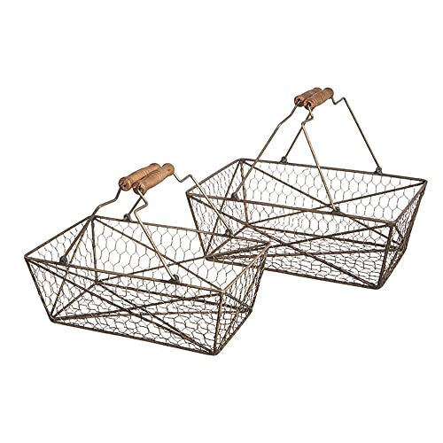 RAZ Imports Wire Handled Baskets, 20.25 inches, Set of 2