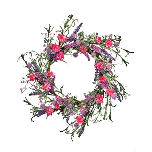Regency International Artificial Plant Corn Flower and Lavender Wreath, 22 Inches, Home D√©cor