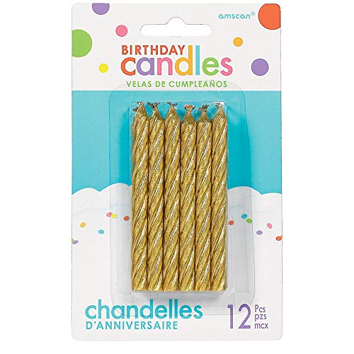 Amscan Large 3.25" Spiral Candle Sets (24ct), Gold Children&