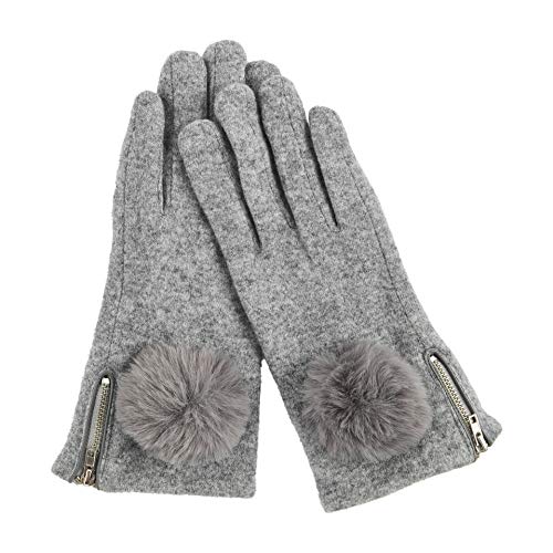 Mud Pie Womens Zipper Poof Glove, Gray, One Size