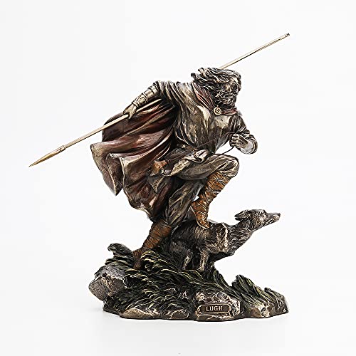 Unicorn Studio Veronese Design 9 Inch Tall Lugh Celtic God of Sun and Thunderstorms Together with His Hound Cold Cast Bronzed Resin Sculpture Collectible