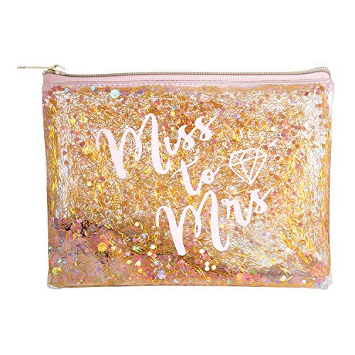 Creative Brands Slant Collections Liquid Glitter Cosmetic Bag, 8 x 6-Inches, Gold