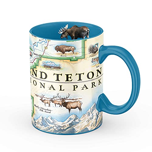 Xplorer Maps Grand Teton National Park Map Ceramic Mug (Large 16oz) Coffee Cup, Tea, Cocoa, Hot Chocolate, Brew Mugs, and Cold Drinks, BPA-FREE - For Office, Home, Gift (Individual Mug)