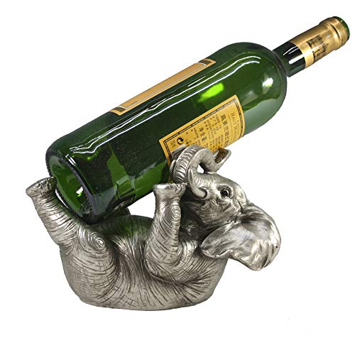 Comfy Hour Our Cute Elephant Friends Collection Resin 5" Silvery Elephant Wine Rack Bottle Holder